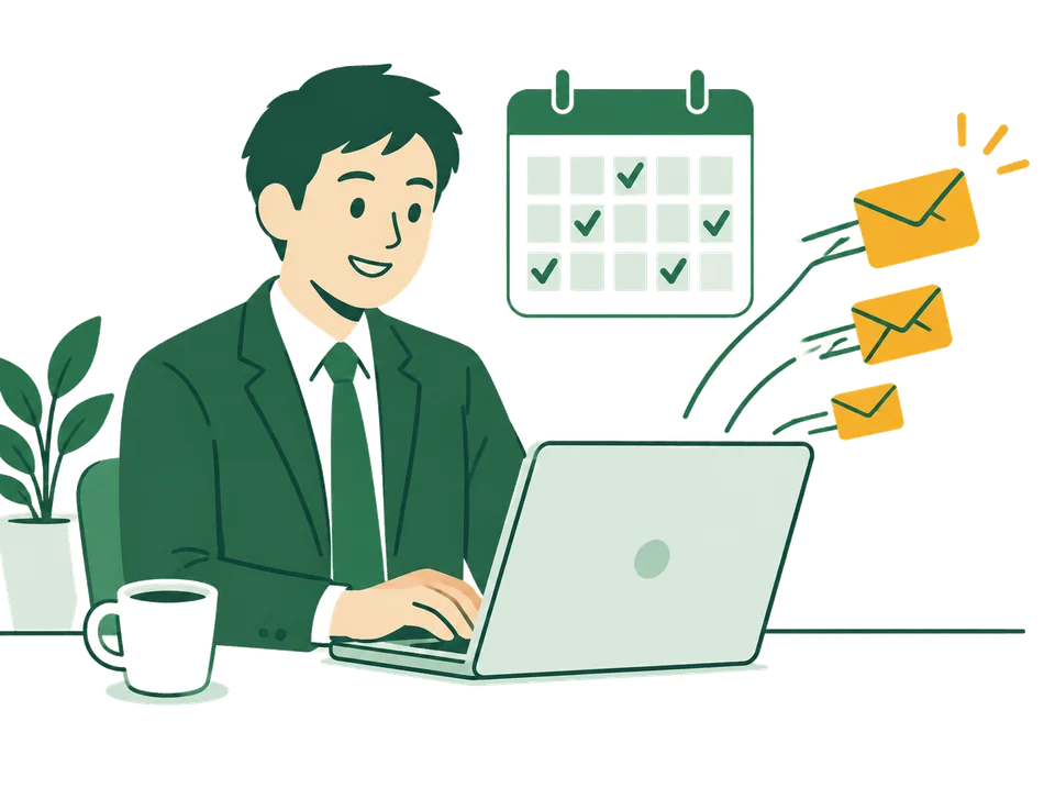 予約とメールが自動で進み、落ち着いて仕事をする担当者